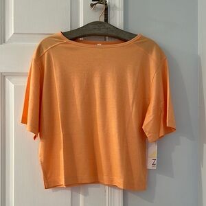 Z BY Zella Straight Away SS Boxy Tee in Coral Beads Color